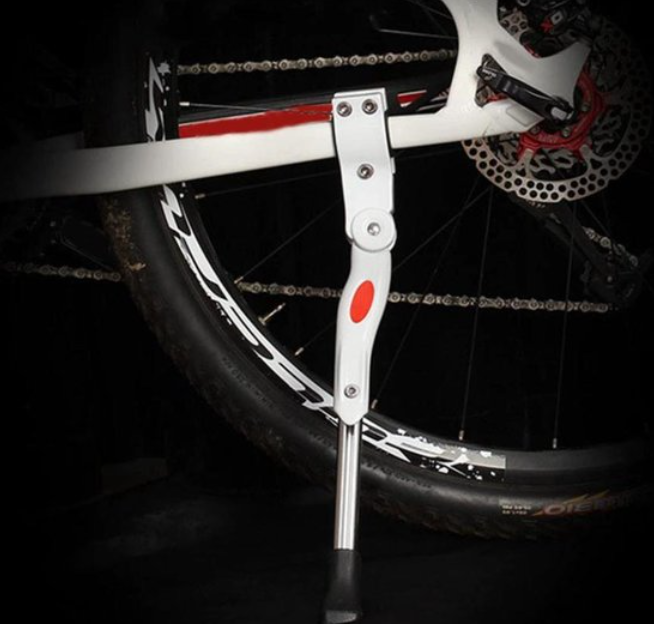 Fietsstandaard universeel - Mountainbike zijstandaard - MTB standaard - Wit aluminium - in hoogte verstelbaar