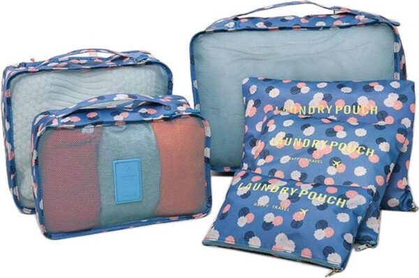 Packing Cubes Set Blauw Print