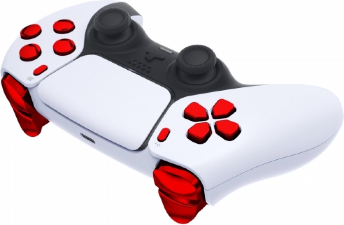 Ps5 button set rood chrome zijkant