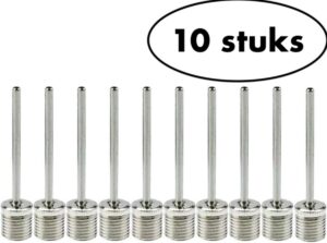 Tien zilverkleurige RVS balnaalden met 8 mm schroefdraad