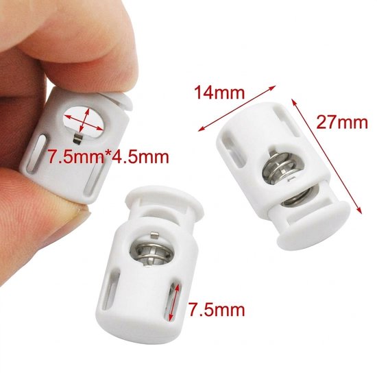 Cord lock wit – koordstopper 14 x 27 mm – 4 stuks - Afbeelding 2