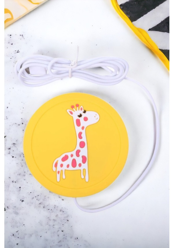 Gele USB mokwarmer met giraffe print
